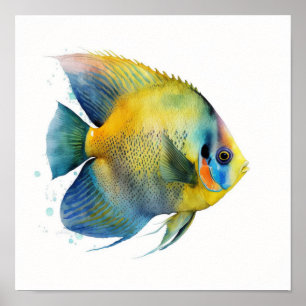 Gelbkopffalterfisch im Wasserfarbenplakat Poster