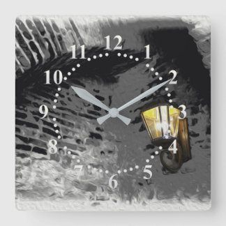 GelbLaterne Quadratische Wanduhr