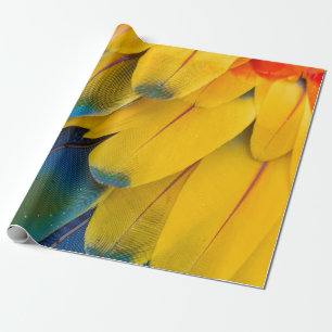 GELBLAU UND ROTE VÖGEL DER PARADISISCHEN BLUME GESCHENKPAPIER