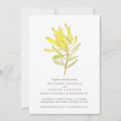 Gelbleukadendron Aquarellfarben Hochzeitsstich Fot Einladung (Vorderseite)