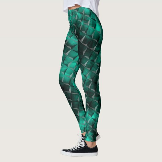 Gelblich-blaues Türkis, 3D-Dreieck Leggings (Links)