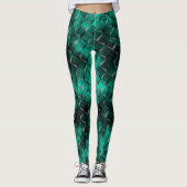 Gelblich-blaues Türkis, 3D-Dreieck Leggings (Vorderseite)