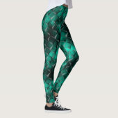 Gelblich-blaues Türkis, 3D-Dreieck Leggings (Rechts)