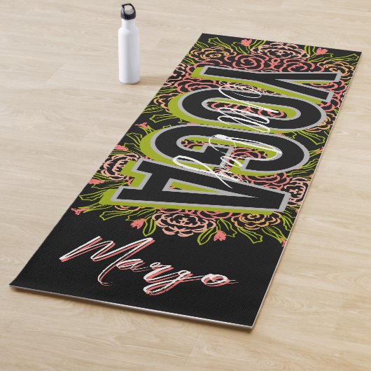Gelbliche Florale Handgezeichnete Yogamatte (Beispiel)