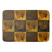 Gelbliche Quadrate und Kreise in rustikalem Mosaik Badematte (Vorderseite)
