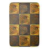 Gelbliche Quadrate und Kreise in rustikalem Mosaik Badematte (Vorderseite Vertikal)