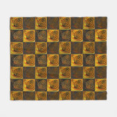 Gelbliche Quadrate und Kreise in rustikalem Mosaik Fleecedecke (Vorderseite (Horizontal))