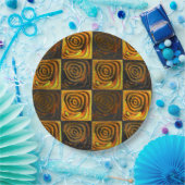 Gelbliche Quadrate und Kreise in rustikalem Mosaik Pappteller (Party)