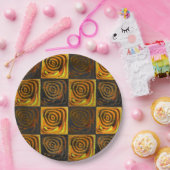 Gelbliche Quadrate und Kreise in rustikalem Mosaik Pappteller (Party)