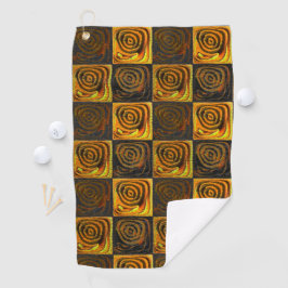 Gelbliche Quadrate und Kreise in rustikalen Mosaik Golfhandtuch