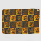 Gelbliche Quadrate und Kreise in rustikalen Mosaik Golfhandtuch (Horizontal)