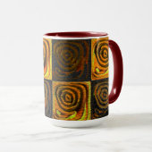 Gelbliche Quadrate und Kreise in rustikalen Mosaik Tasse (VorderseiteRechts)