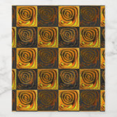 Gelbliche Quadrate und Kreise in rustikalen Mosaik Weinetikett (Einzelnes Label)