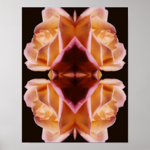 Gelbliche Rosenknospen-Blumenkunst mit Spiegelung Poster