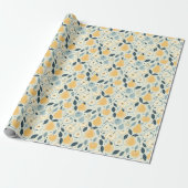 Gelbliches Birnen- und Blattfruchtmuster-Design. Geschenkpapier (Ungerollt)