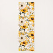 Gelbliches Monogramm-Blumenmuster Yogamatte (Rückseite)