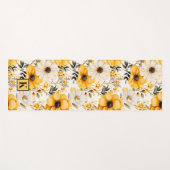 Gelbliches Monogramm-Blumenmuster Yogamatte (Vorderseite (Horizontal))