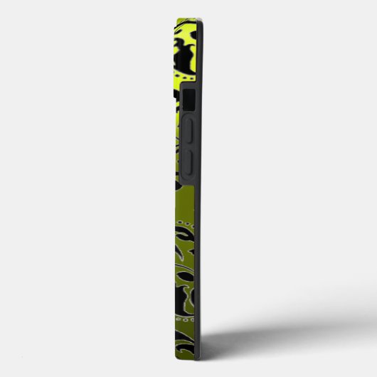 GELBLICHES SCHWARZES DAMASK GEMSTONE MONOGRAMM Case-Mate iPhone HÜLLE (Rückseite / Links)