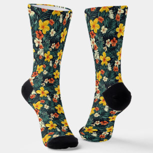 Gelbliches tropisches Blumenmuster Socken
