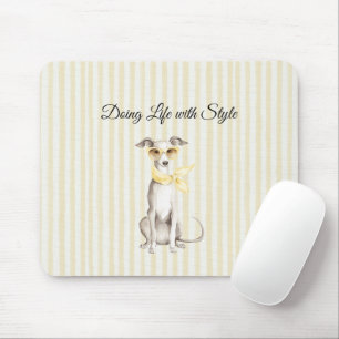 Gelbliches Tuch Weiße Hundestreifen Mousepad