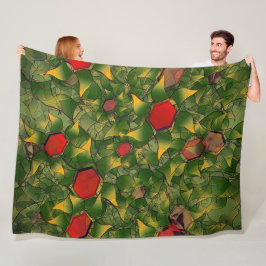 Gelbliches virtuelles Blattwerk mit roten Hexagone Fleecedecke