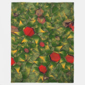 Gelbliches virtuelles Blattwerk mit roten Hexagone Fleecedecke (Vorderseite)