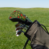 Gelbliches virtuelles Blattwerk mit roten Hexagone Golf Headcover (In SItu)