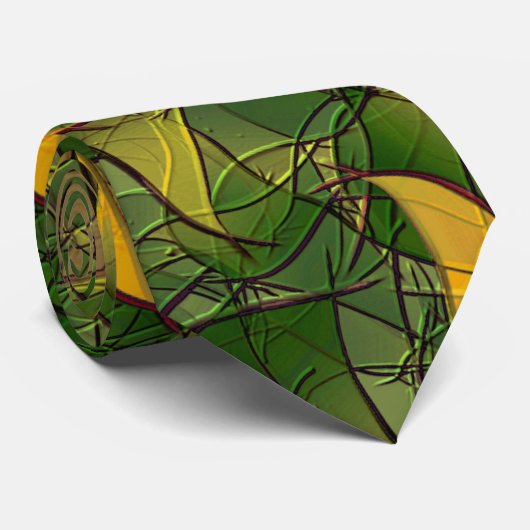 Gelbliches virtuelles Blattwerk mit roten Hexagone Krawatte (Gerollt)