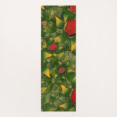 Gelbliches virtuelles Blattwerk mit roten Hexagone Yogamatte (Rückseite)