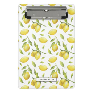 Gelbliches Wasserfarben-Limonen- und Grünmuster Mini Klemmbrett