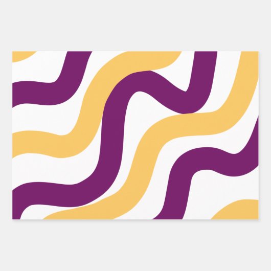 Gelbmarron, rote, kurvenförmige Linien, gewelltes Geschenkpapier Set (Vorderseite)