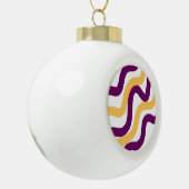 Gelbmarron, rote, kurvenförmige Linien, gewelltes  Keramik Kugel-Ornament (Links)