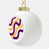 Gelbmarron, rote, kurvenförmige Linien, gewelltes  Keramik Kugel-Ornament (Rechts)