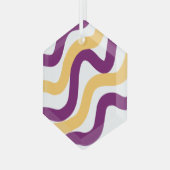 Gelbmarron, rote, kurvenförmige Linien, gewelltes  Ornament Aus Glas (Vorderseite Links)