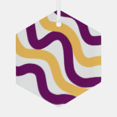 Gelbmarron, rote, kurvenförmige Linien, gewelltes Ornament Aus Glas (Rückseite)