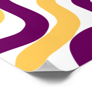 Gelbmarron, rote, kurvenförmige Linien, gewelltes  Poster