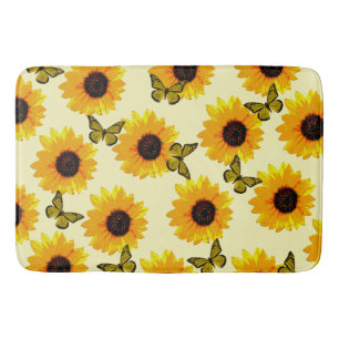Gelbölgemalte Sonnenblumen und Schmetterlinge, Badematte