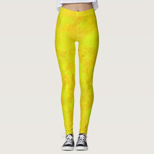 Gelborange Abstraktes Muster Leggings (Vorderseite)