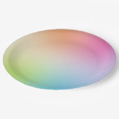 Gelborange Blau Grün Rot Lila Pappteller (Schrägansicht)