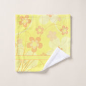 Gelborange Blume Einfache niedliche Blumenmonogram Badhandtuch Set (Waschlappen)