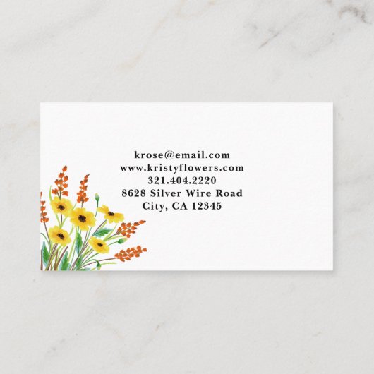 Gelborange Blume Schmetterling Visitenkarte (Rückseite)