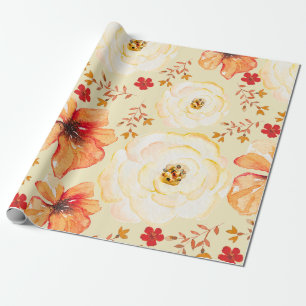 Gelborange Flora Geschenkpapier