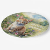 Gelborange getigerte Kätzchen-Katze 70. Geburtstag Pappteller (Schrägansicht)