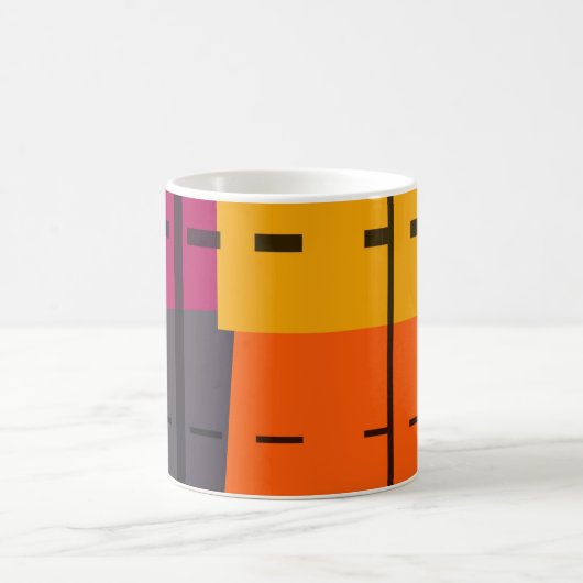 Gelborange, grau, rosa Abstrakte Kunst Kaffeetasse (Mittel)