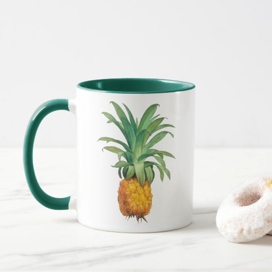 Gelborange-Grüne Ananas Tasse (Mit Donut)