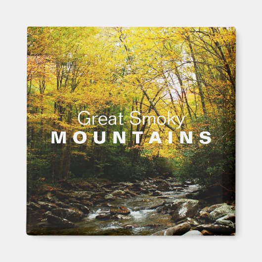 Gelborange Herbstmagnet Große rauchige Berge Magnet (Vorne)