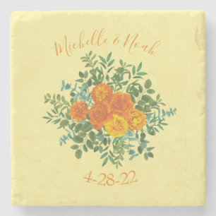 Gelborange Hochzeit Steinuntersetzer