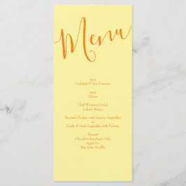Gelborange Hochzeitsflorale Rose Menükarte