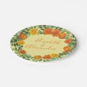 Gelborange Hochzeitsflorale Rose Pappteller (Schrägansicht)