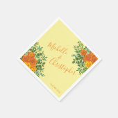 Gelborange Hochzeitsflorale Rose Serviette (Ecke)
